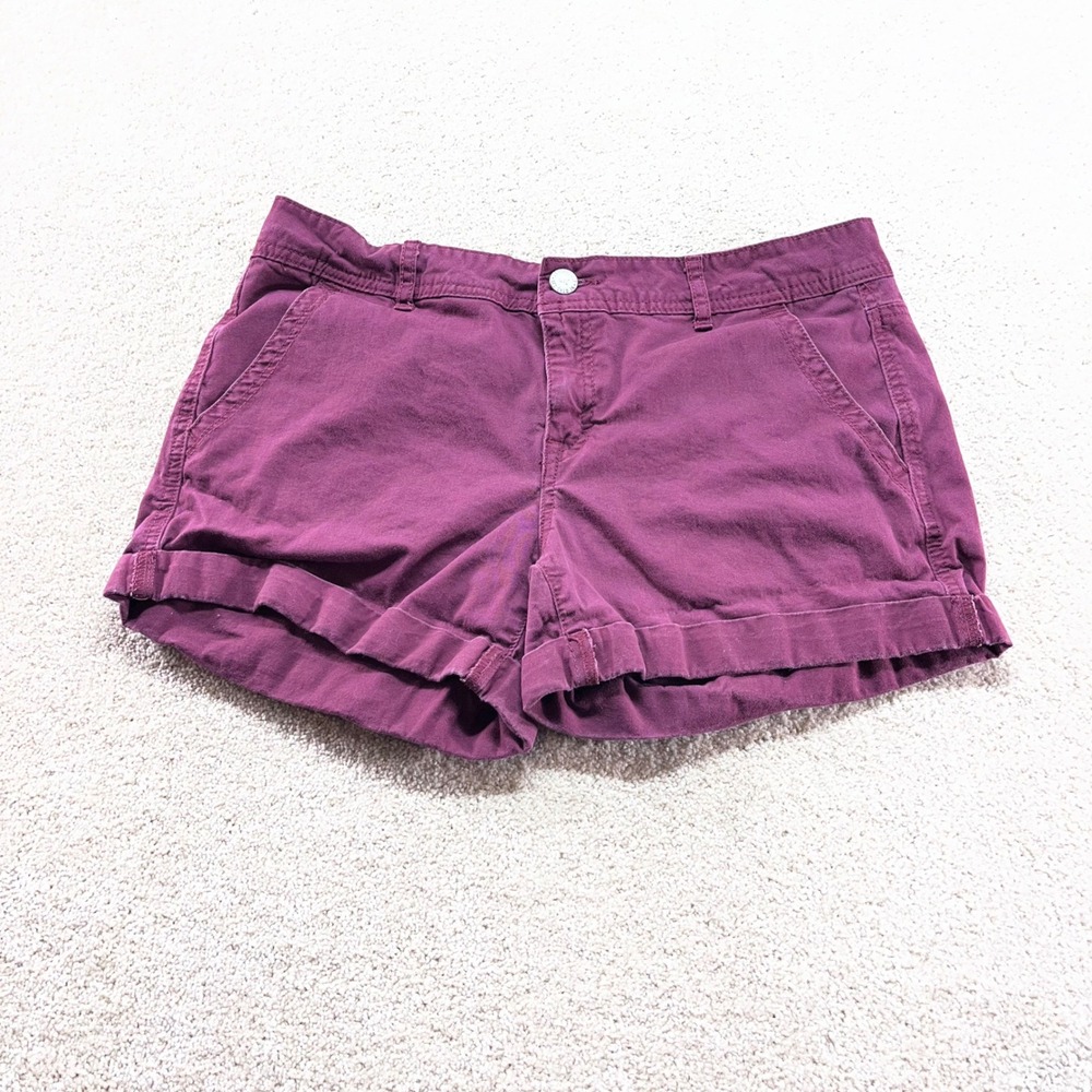 Aeropostale Chino Shorts Womens 10 Burgundy Cuffed Stretch Cotton Mid Rise